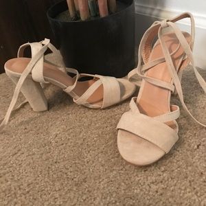 Womens Lace up Faux Suede Sandals